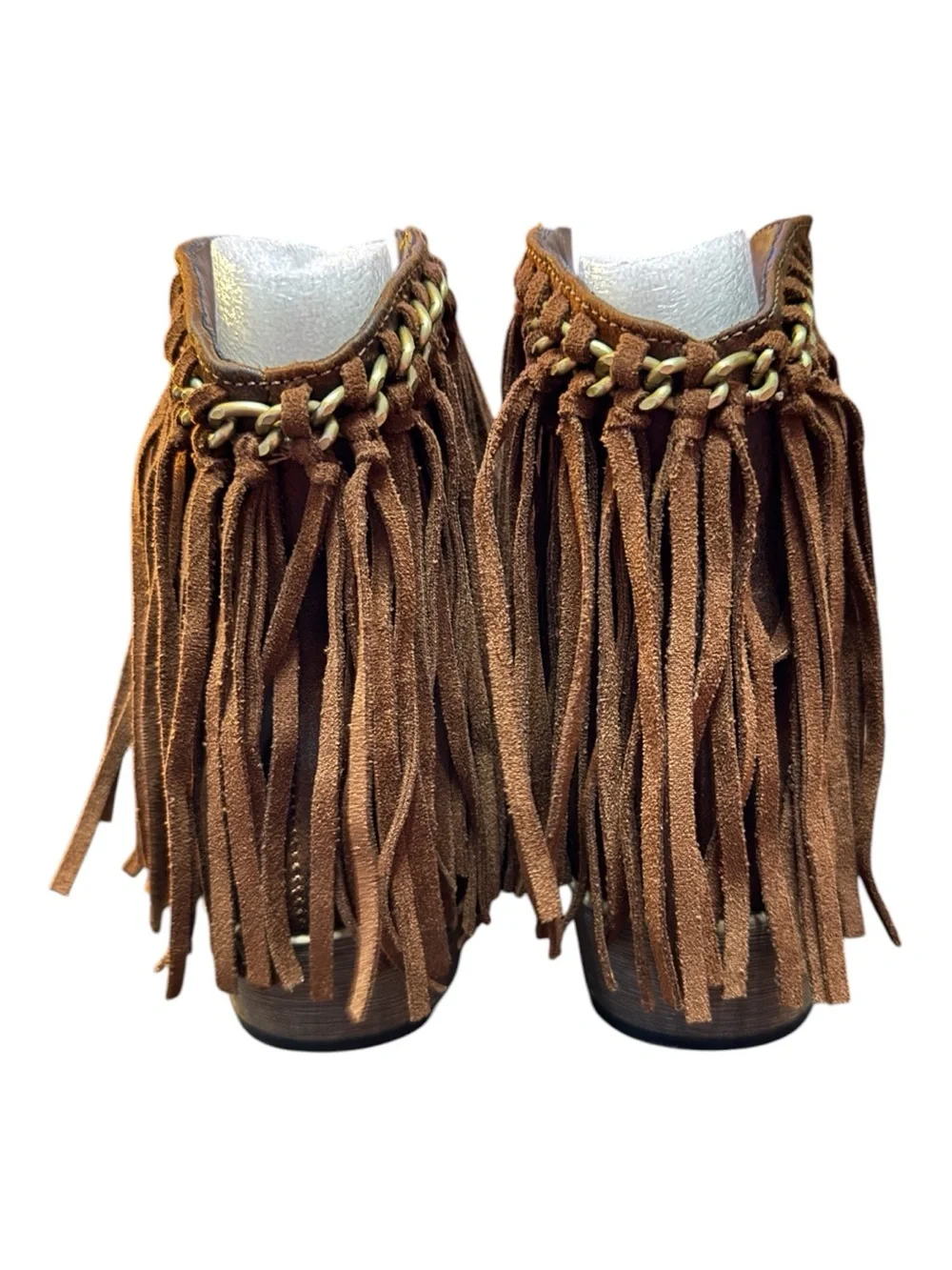 Very G Juno Women’s Size 10 Tan Fringe Ankle Boots Western Boho NIB